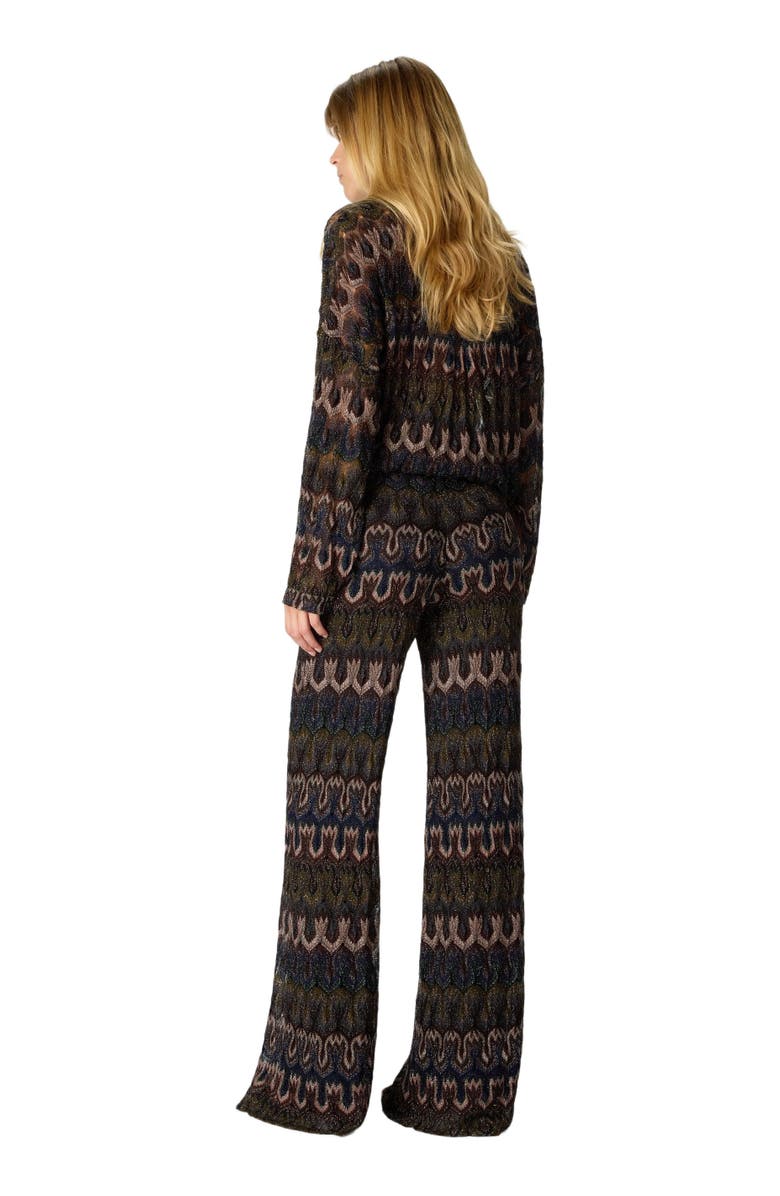 Missoni Viscose Lamé Trousers With Arabesque Motif, Alternate, color, Green& Brown