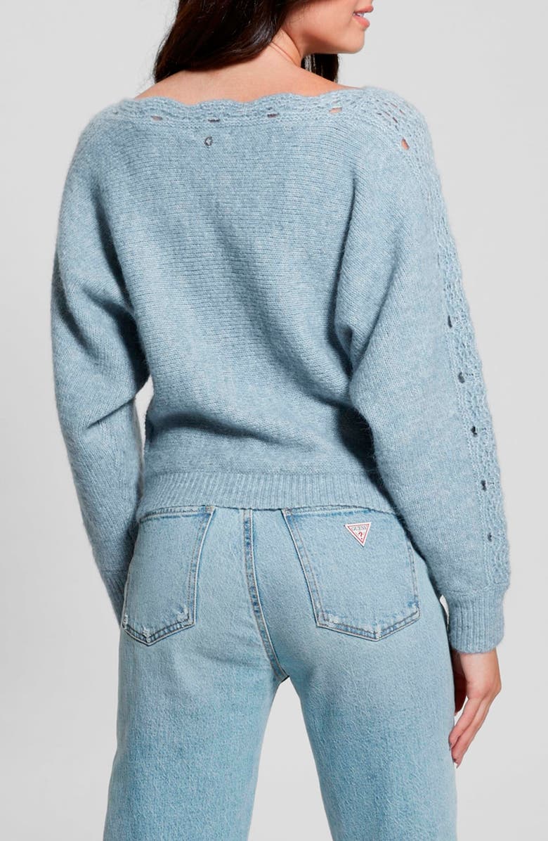 GUESS Malorie Pointelle Detail Dolman Sleeve Sweater, Alternate, color, Blue Ribbon
