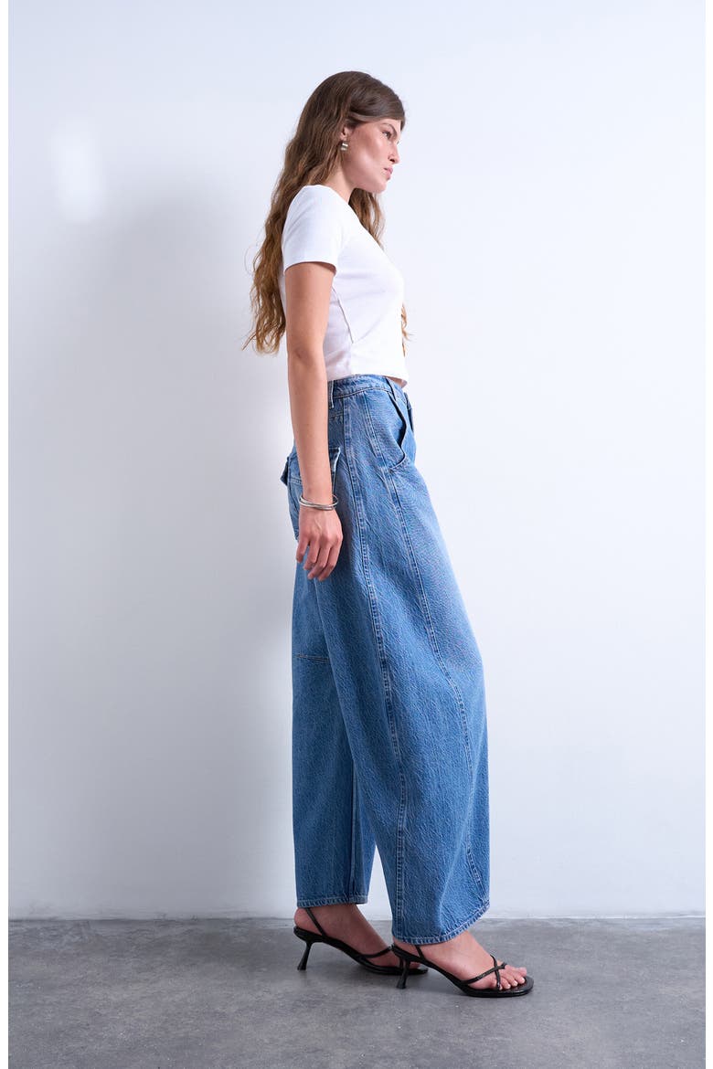 High Waist Barrel Jeans, Alternate, color, MEDIUM BLUE
