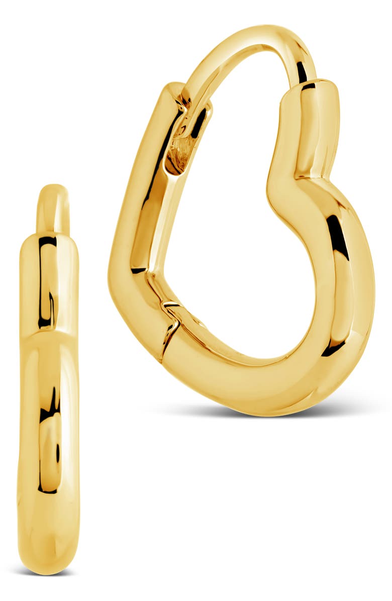 Sterling Forever Elle Heart Hoop Earrings, Alternate, color, Gold