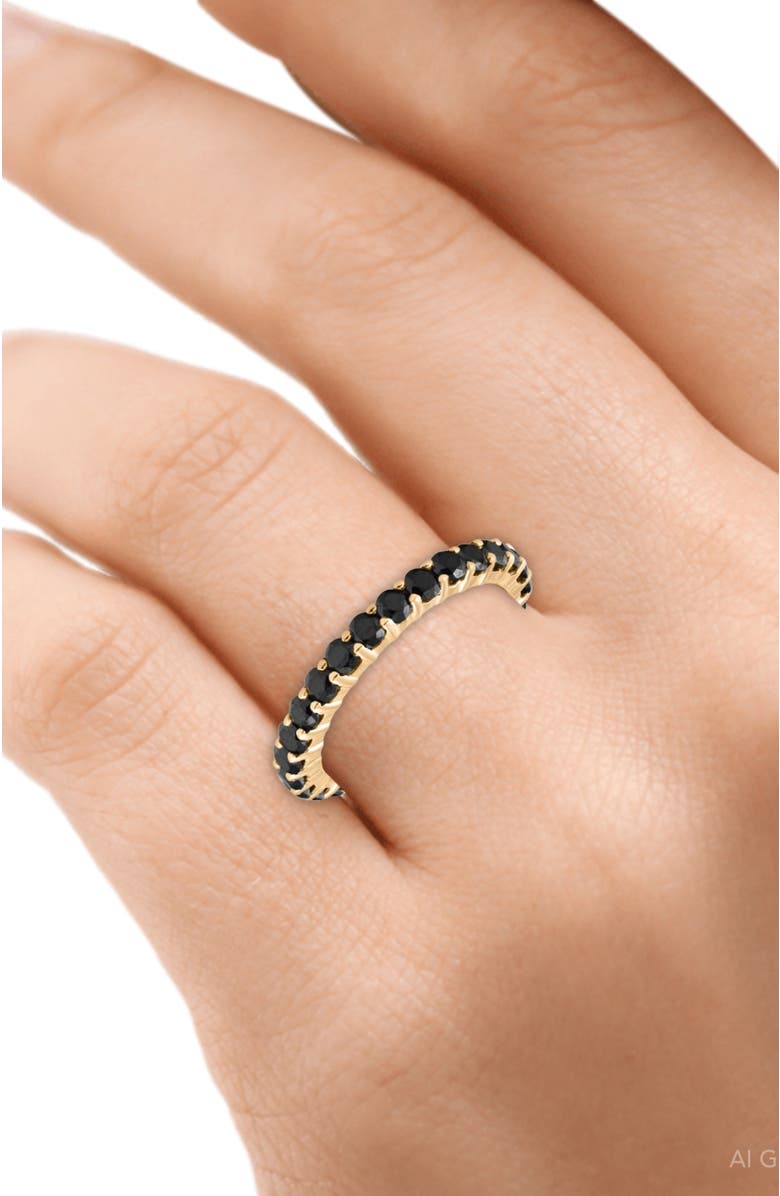 Bliss Diamond 1 1/2ct Black Diamond Eternity Ring 14k Gold Womens Stackable Band, Alternate, color, 
