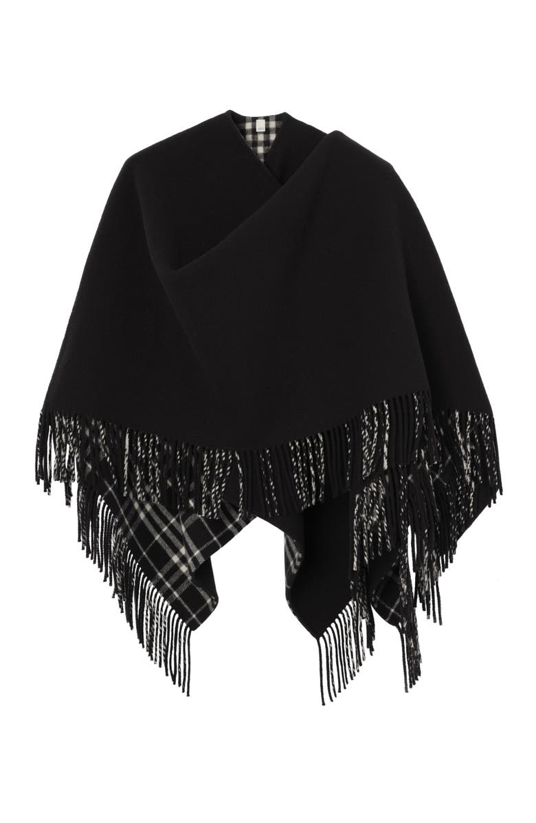 Burberry Wool Blanket Cape, Main, color, Black/Calico Beige