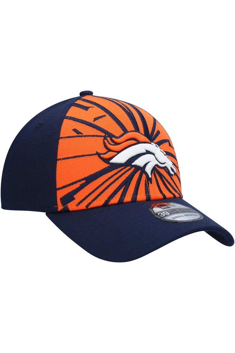 Men's New Era Orange/Navy Denver Broncos Shattered 39THIRTY Flex Hat, Alternate, color, Orange