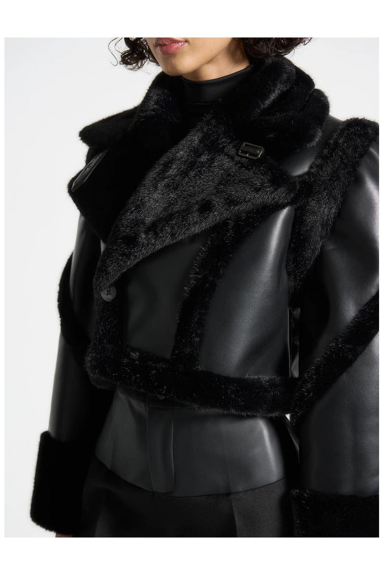 Kena Leather & Plush 2-in-1 Gilet Jacket, Alternate, color, Black