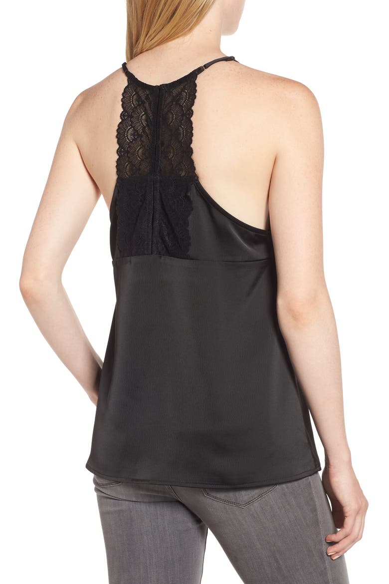 Gibson x Living in Yellow Betty Lace Trim Camisole (Nordstrom Exclusive), Alternate, color, BLACK/ BLACK