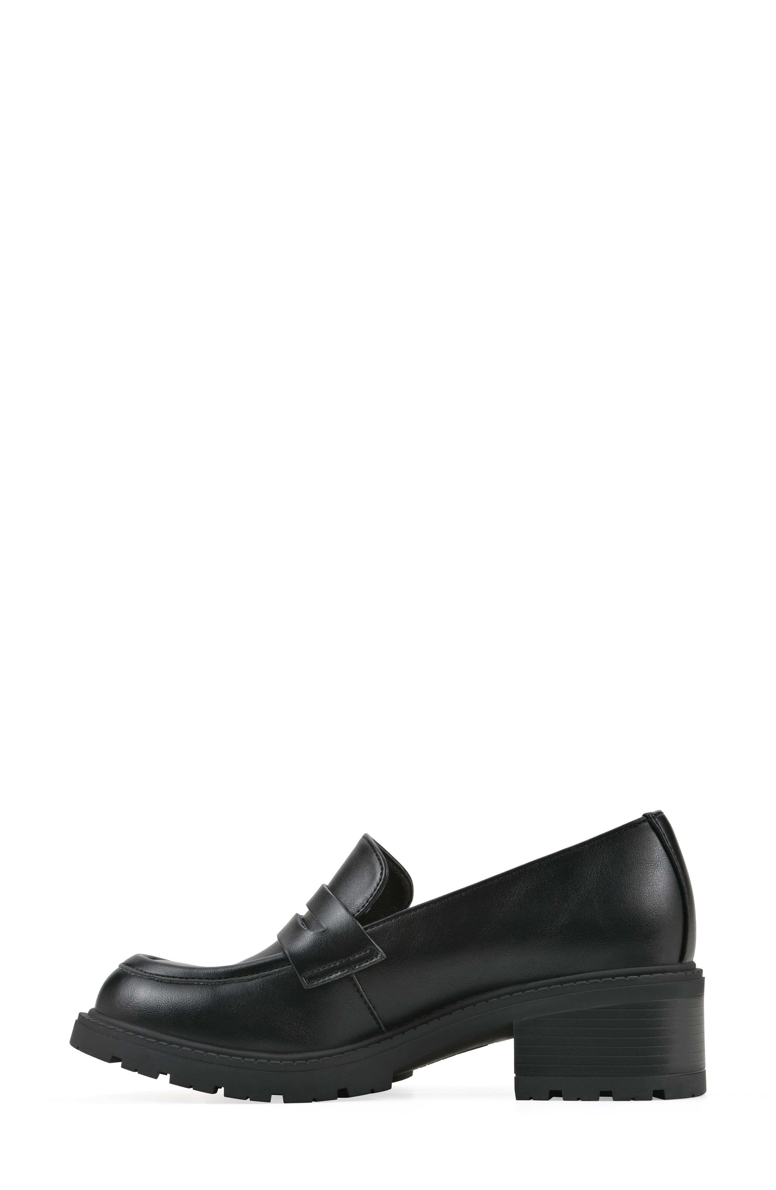 Brigetty Heeled Penny Loafer, Alternate, color, BLACK/ SMOOTH