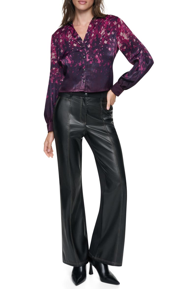 Faux Leather Straight Leg Pants, Alternate, color, BLACK