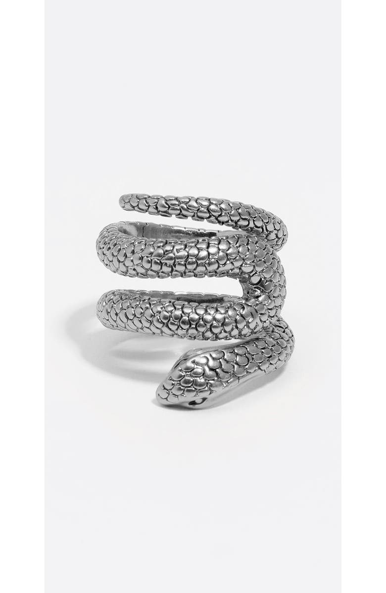 Bimba y Lola Textured Snake Spiral Ring, Alternate, color, Dark Silver