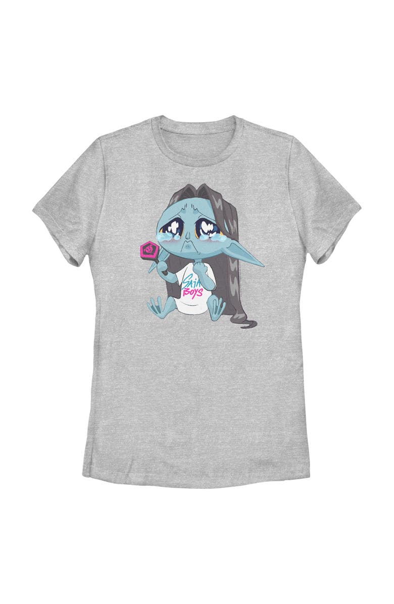 KPop Demon Hunters Women's KPop Demon Hunters Chibi Crying Fan Graphic T-Shirt, Main, color, Athletic Heather