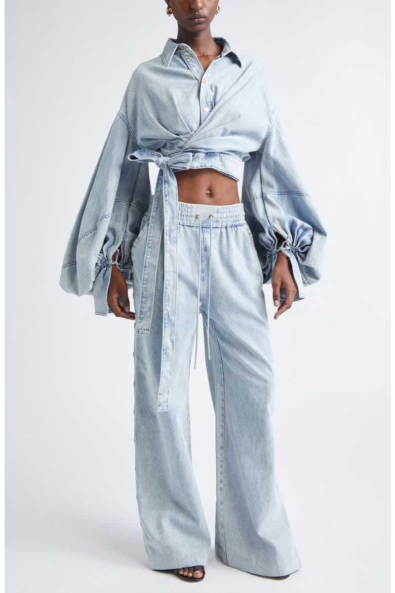 Rebellion Denim Wrap Crop Top, Alternate, color, CASTAWAY