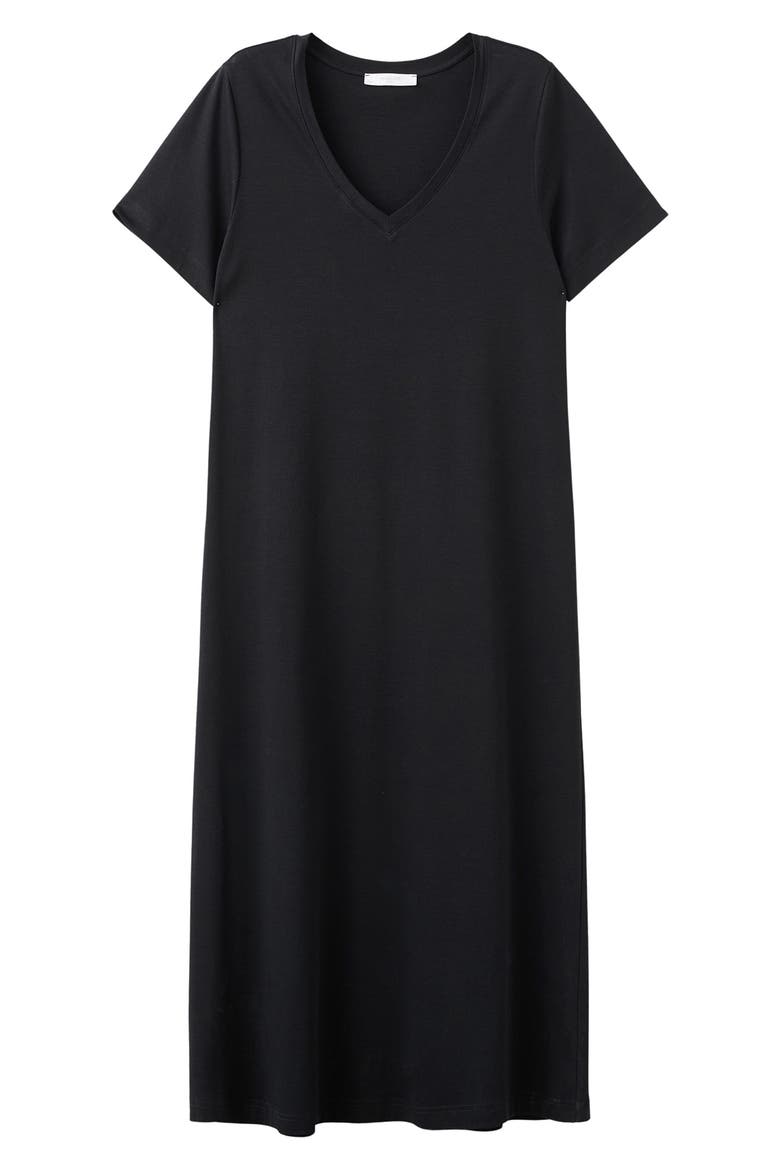 Short Sleeve Cotton Nightgown, Alternate, color, BLACK