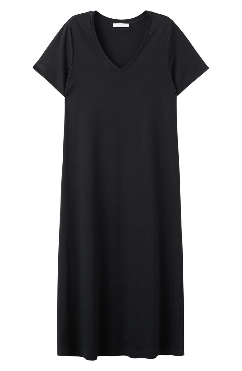 MANGO Short Sleeve Cotton Nightgown, Alternate, color, Black