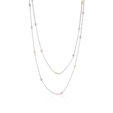 Dorissa Multicolour Sterling Silver Beaded Double Necklace