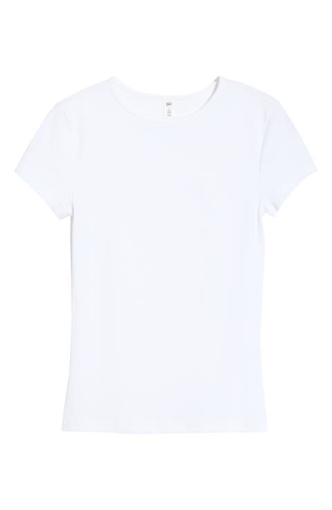 Stretch Cotton Blend Crewneck T-Shirt