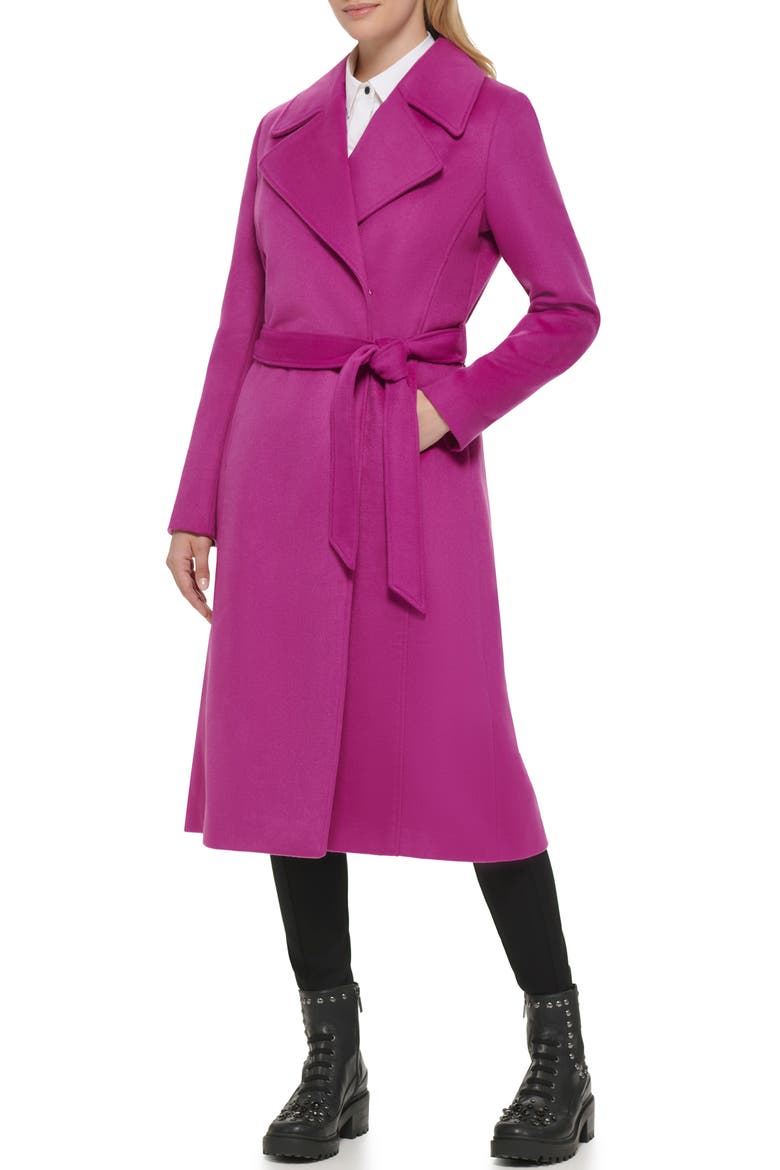 Wool Blend Wrap Coat, Alternate, color, BERRY