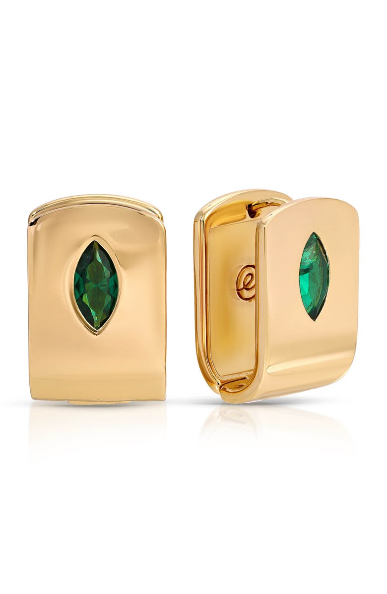 Ettika Marquise Stone Huggie Earrings, Main, color, Green