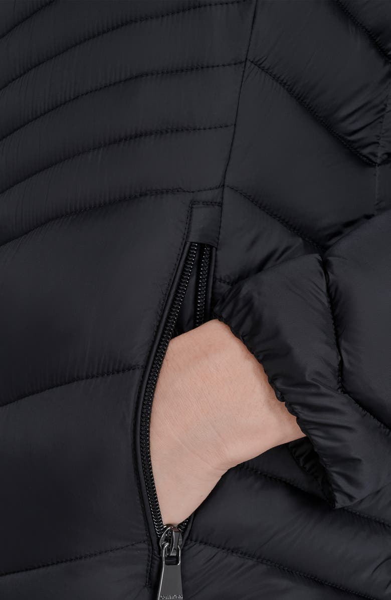 Calvin Klein Water Resistant Chevron Quilted Puffer Jacket, Alternate, color, Black