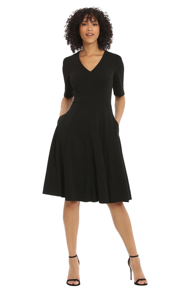 Donna Morgan V-Neck Fit & Flare Dress, Alternate, color, 