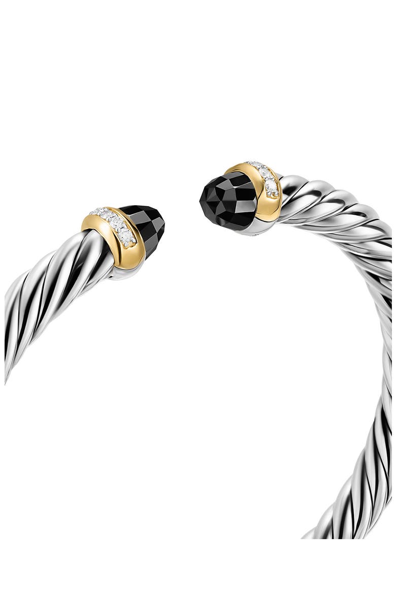 Cable Flex Bracelet with Black Onyx & Diamonds, Alternate, color, SILVER PAVE