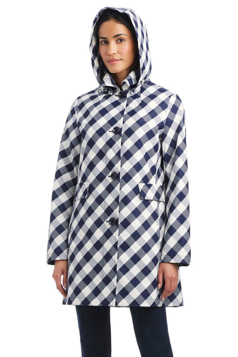 hooded water resistant a-line trench coat, Alternate, color, PLANETARY NAVY