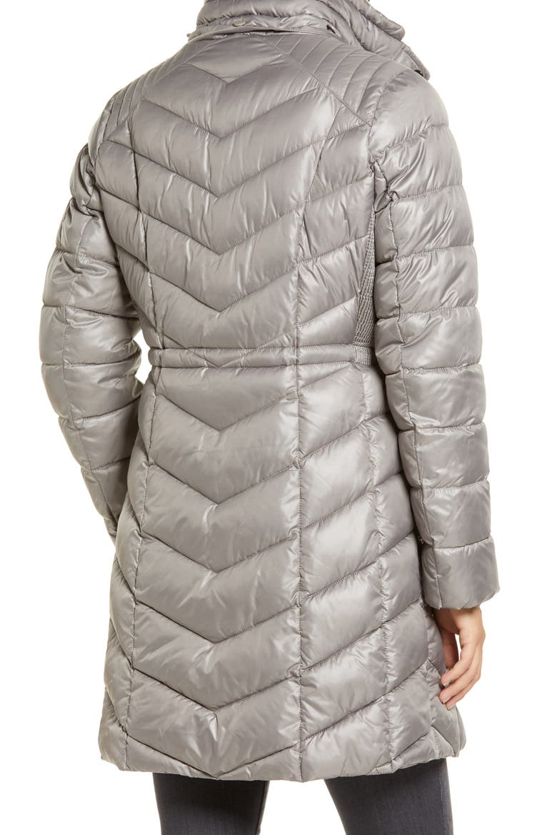 Faux Fur Trim Hooded Puffer Jacket, Alternate, color, GRANITE