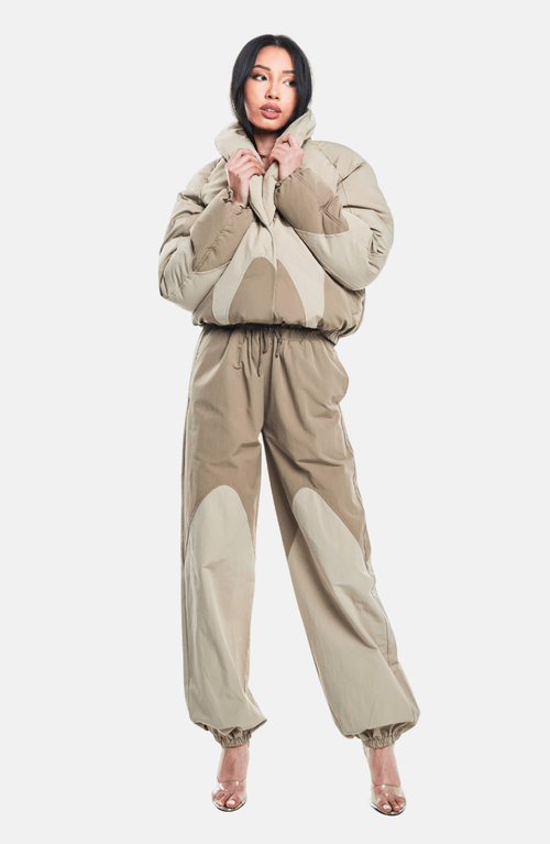 Ow Collection Swirl Puffer Jacket In Gray