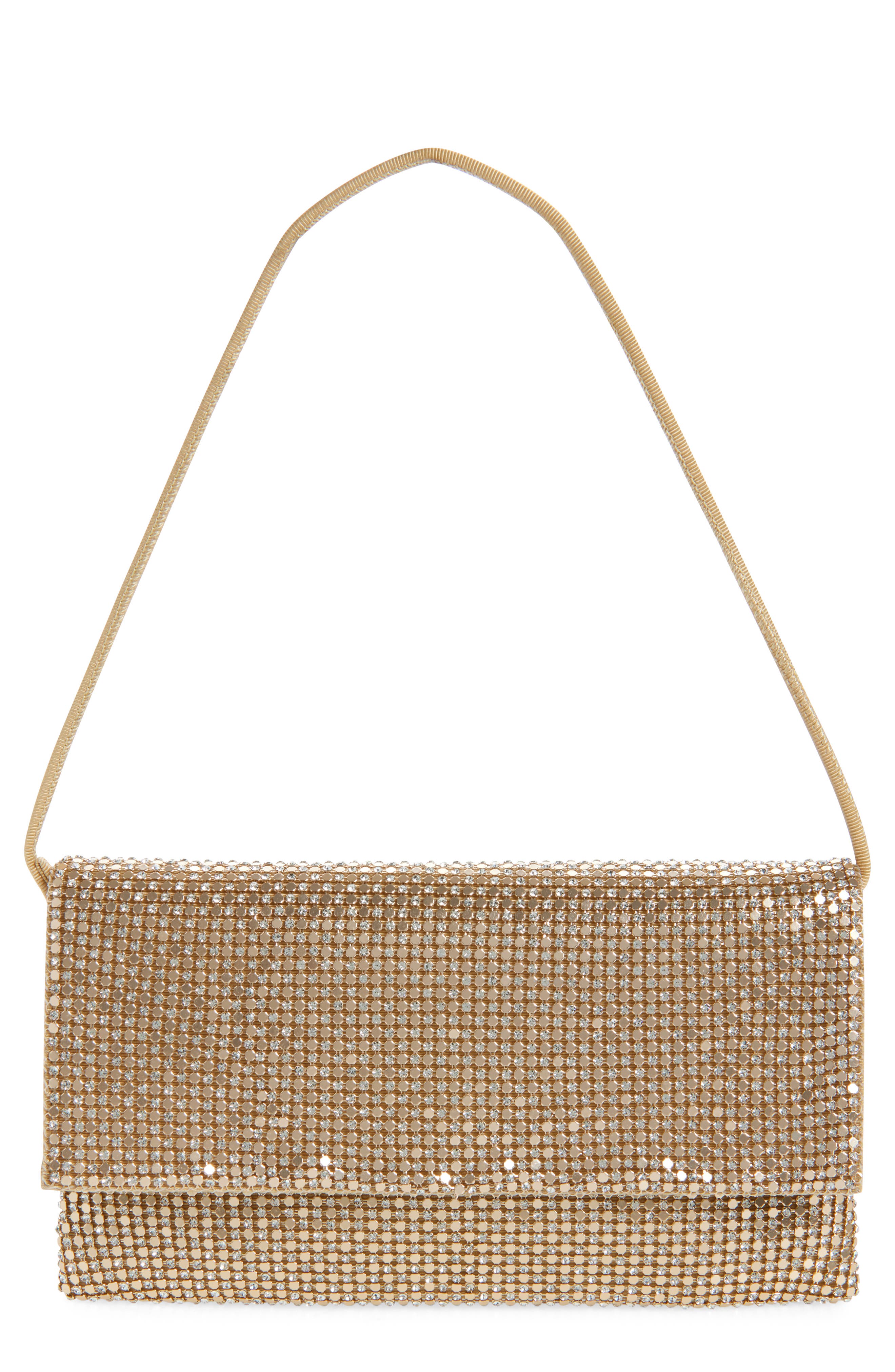 Loeffler Randall Charlee Crystal Embellished Mesh Clutch, Main, color, 