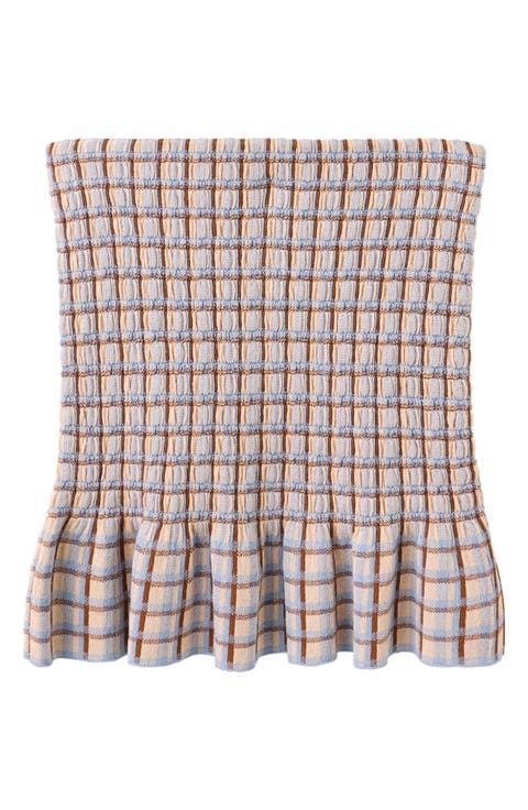 Plaid Smocked Miniskirt