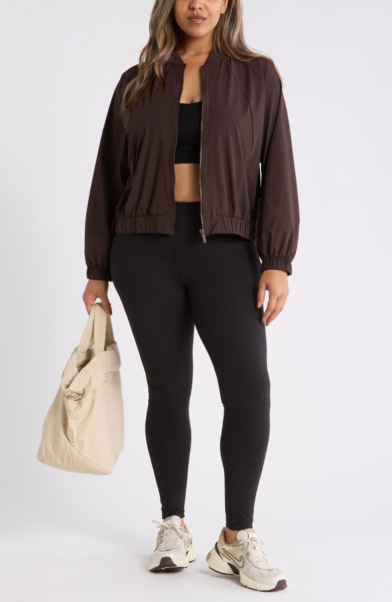 Zella Atlas Bomber Jacket, Alternate, color, Brown Mole