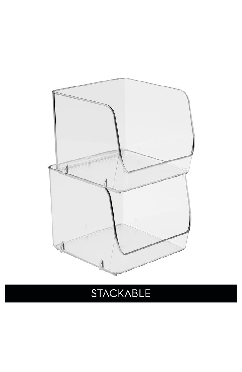 iDesign Stackable Open-Front Storage Bin, Set of 3, Clear, Made in USA, Alternate, color, Clear