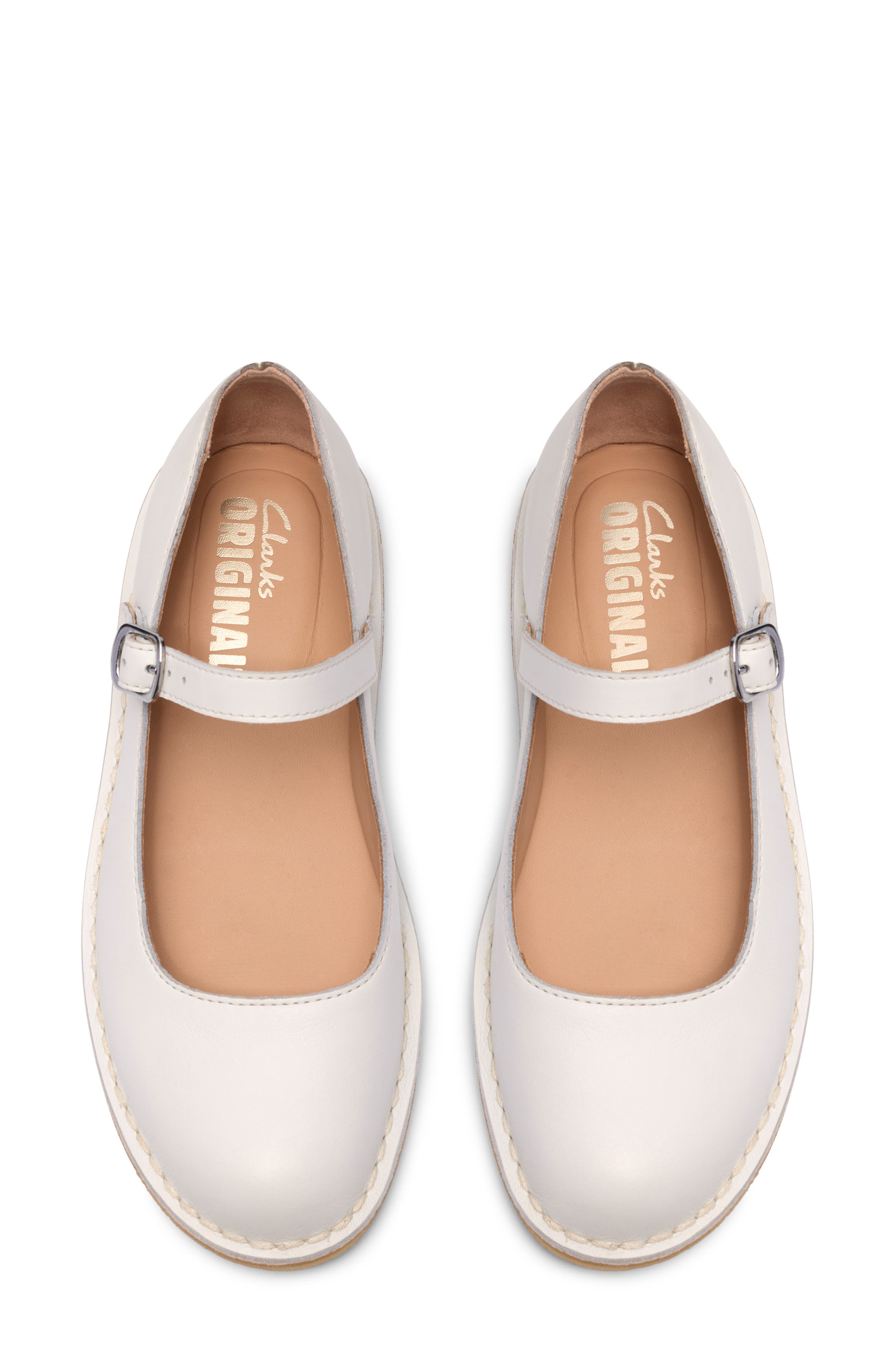 Clarks<sup>®</sup> Originals Desert Jane Mary Jane Flat, Alternate, color, White Leather