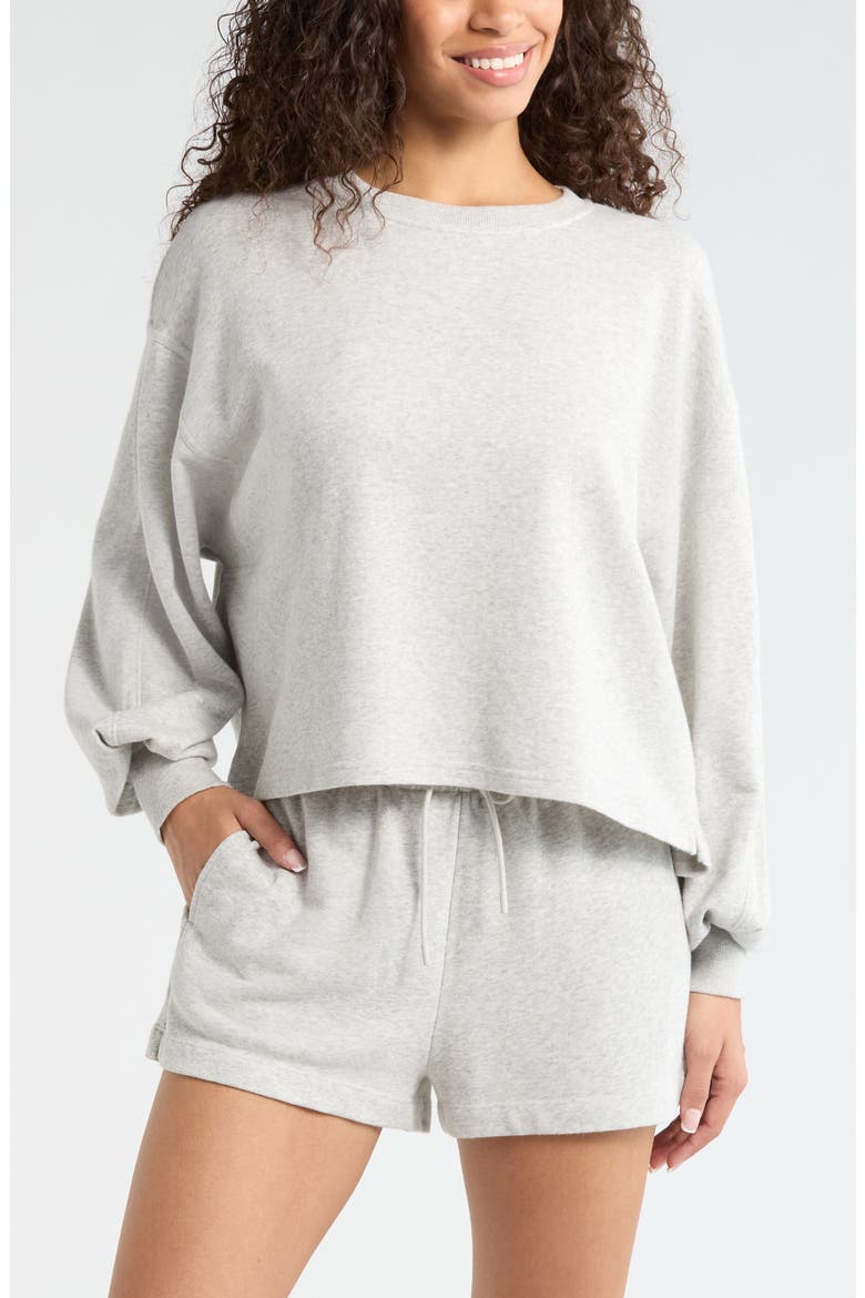 Go Easy French Terry Crewneck Sweatshirt, Main, color, GREY LIGHT HEATHER