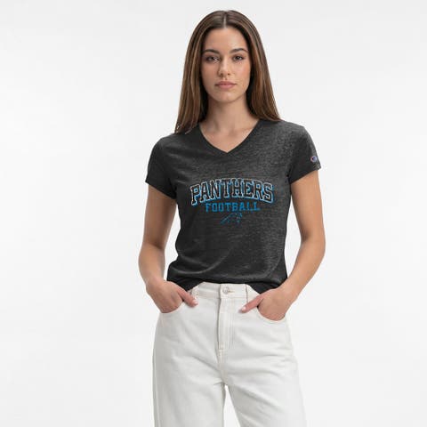 Women's Champion Black Carolina Panthers Triumph Tri-Blend V-Neck T-Shirt