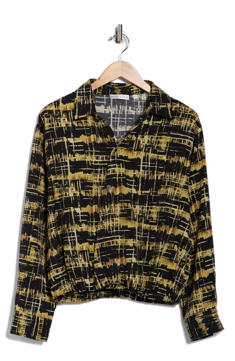 PATRIZIA LUCA Print Long Sleeve Button-Up Shirt, Alternate, color, Black
