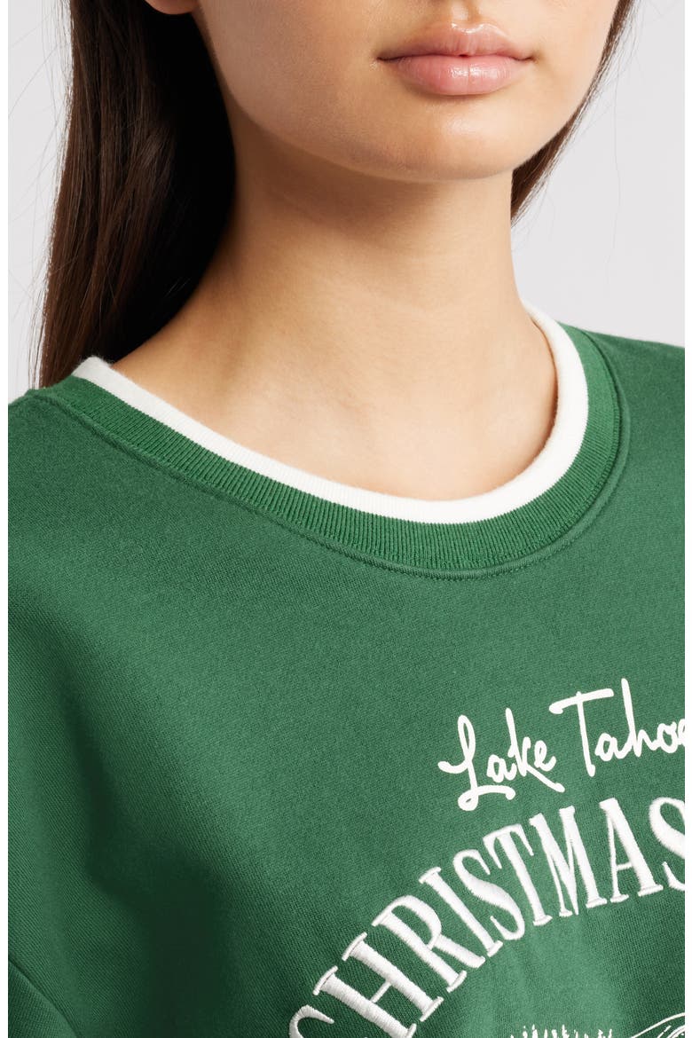 Holiday Tree Farm Graphic Sweatshirt, Alternate, color, WASHED FOREST/ MARSHMALLOW