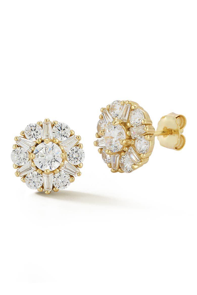Cubic Zirconia Cluster Stud Earrings, Main, color, GOLD