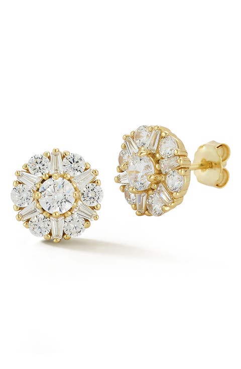Cubic Zirconia Cluster Stud Earrings
