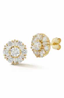 Cubic Zirconia Cluster Stud Earrings