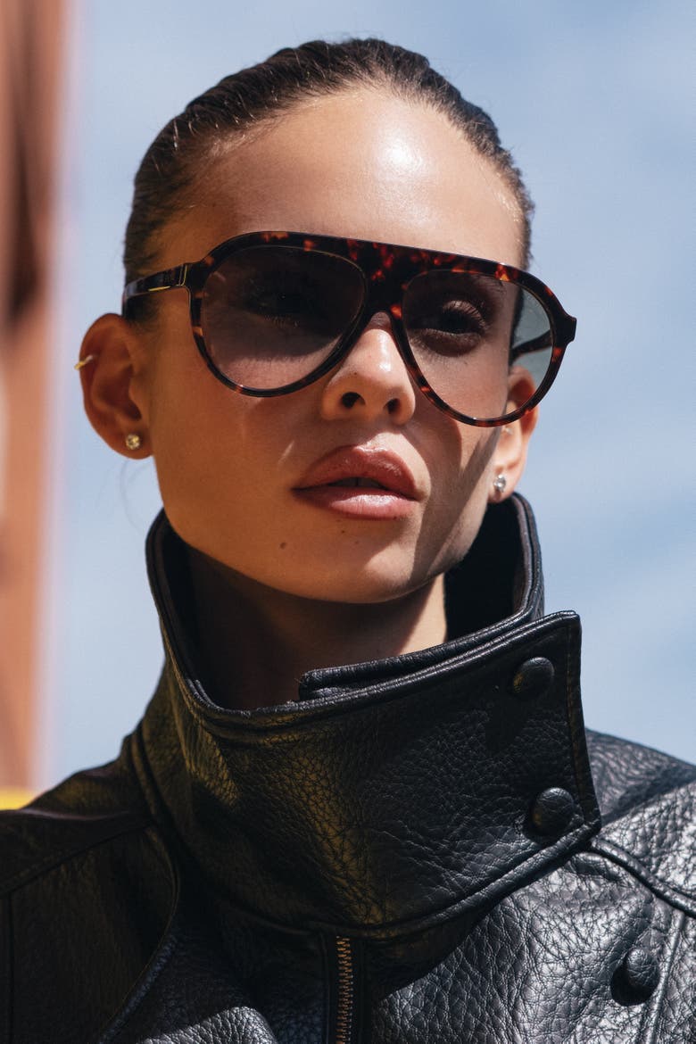 Maxwell Oversized Aviator Sunglasses, Alternate, color, Tortoise