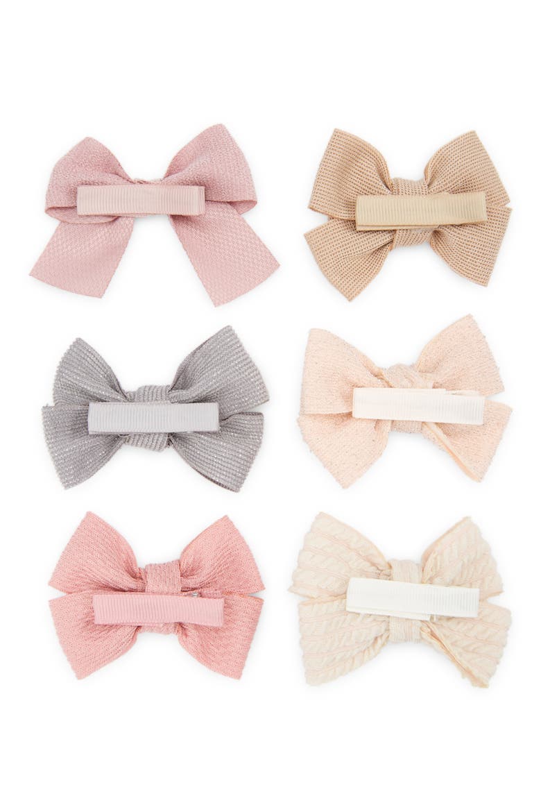 Kids' 6-Pack Assorted Bow Hair Clips, Alternate, color, MULTI