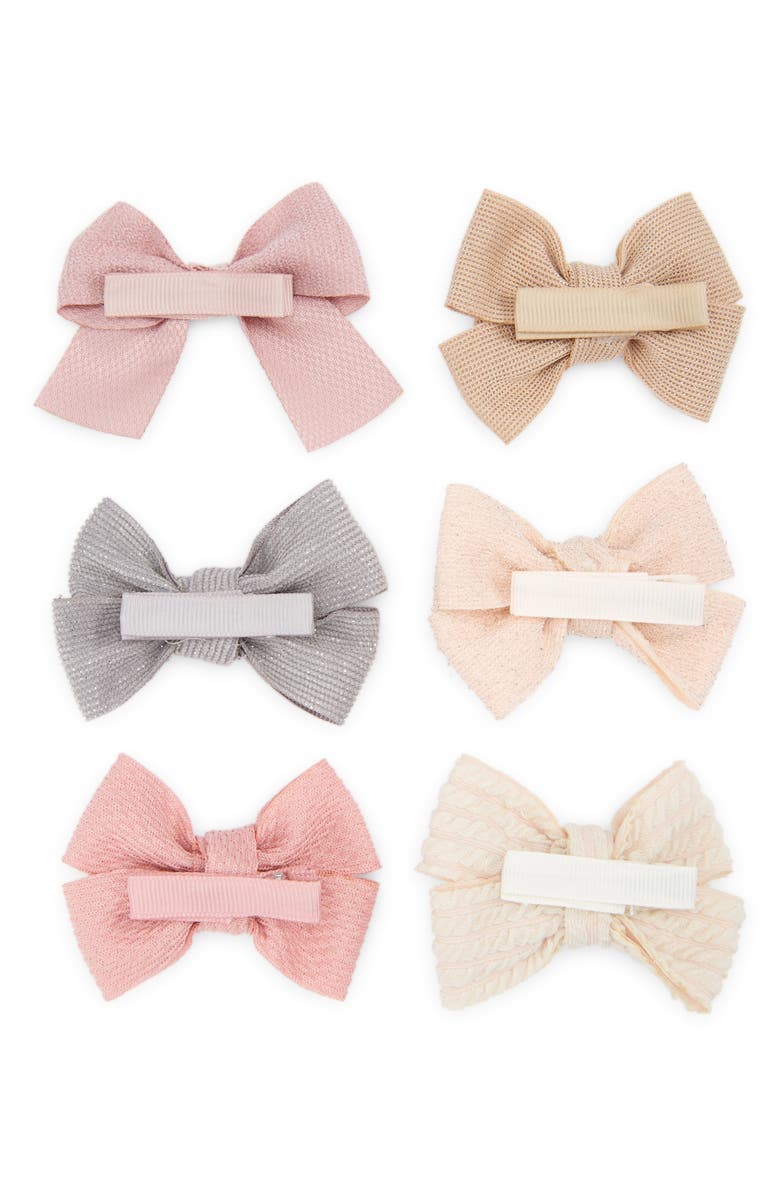 BEBE JULIET Kids' 6-Pack Assorted Bow Hair Clips, Alternate, color, 