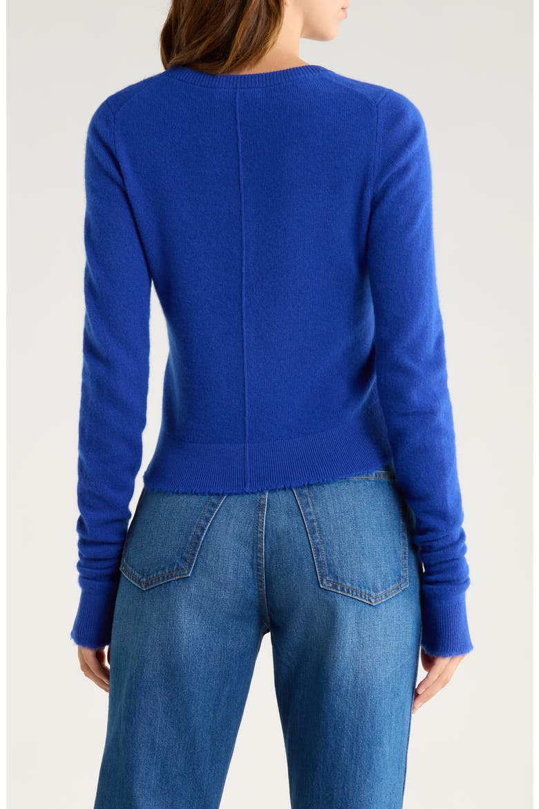Cashmere Crewneck Cardigan, Alternate, color, COBALT