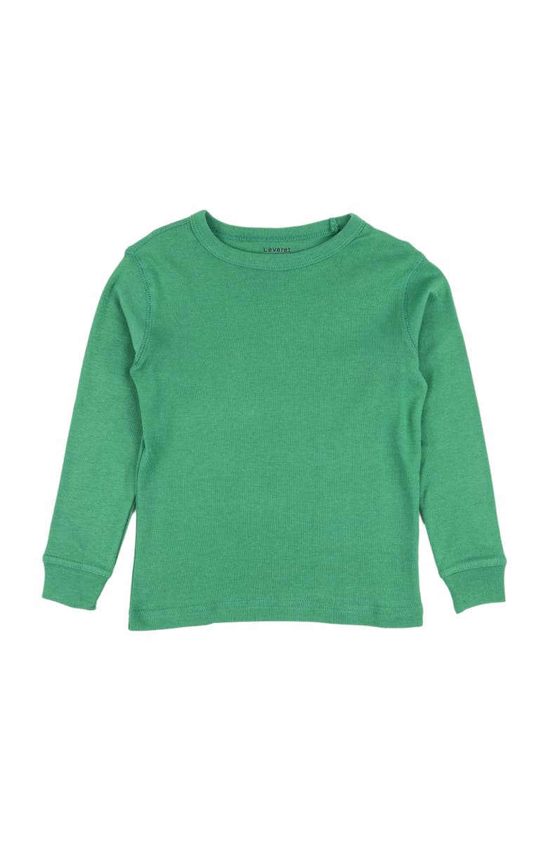 Leveret Kids Long Sleeve T-Shirt, 100% Cotton, Solid Colors, Main, color, Green