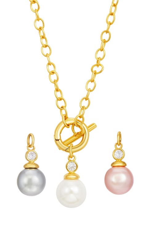 Interchangeable Cultured Pearl & Cubic Zirconia 4-Piece Necklace Set