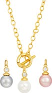 SAVVY CIE JEWELS Interchangeable Cultured Pearl & Cubic Zirconia 4-Piece Necklace Set