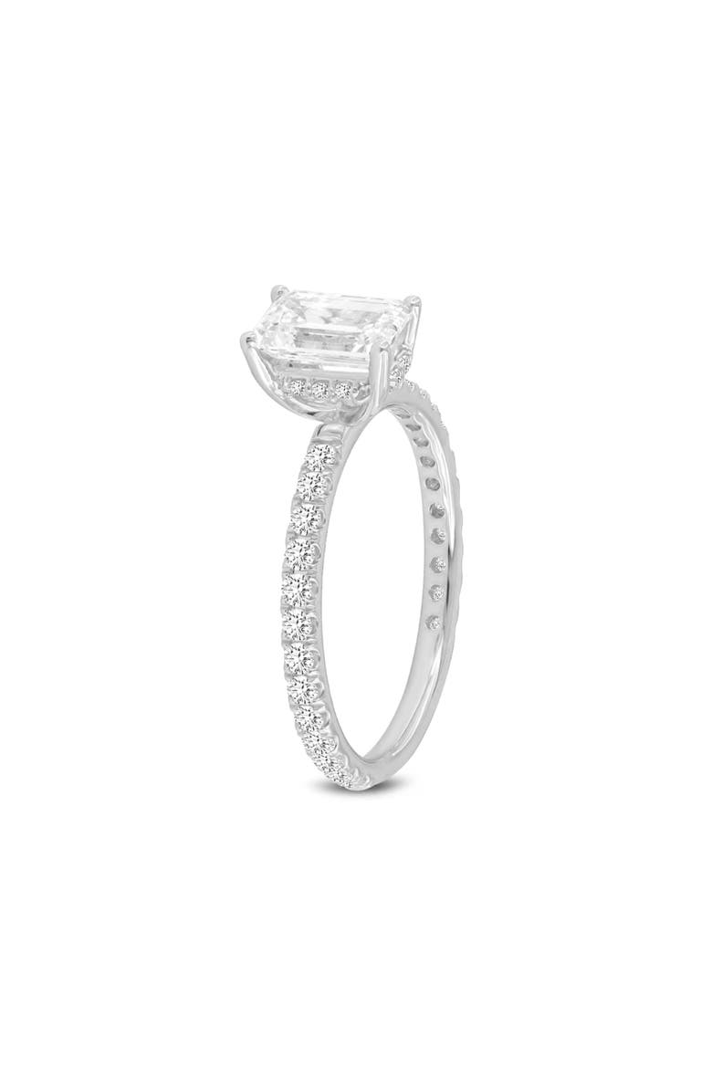 Fiora 14K White Gold Emerald Cut Lab Grown Diamond Hidden Halo Engagement Ring - 1.70 ctw, Alternate, color, 14K White Gold