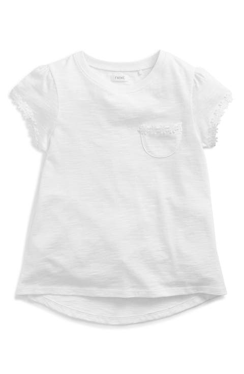 Kids' Daisy Embroidered Cotton Pocket T-Shirt (Little Kid)