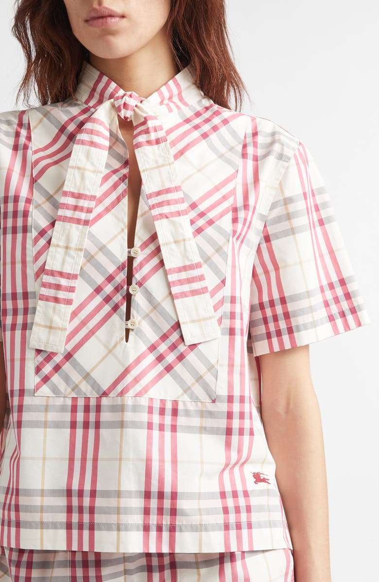 Burberry Olea Plaid Cotton Pullover Shirt, Alternate, color, Aubergine Purple Ip Ck