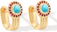 YS GEMS Turquoise Gold Plated Huggie Hoop Earrings