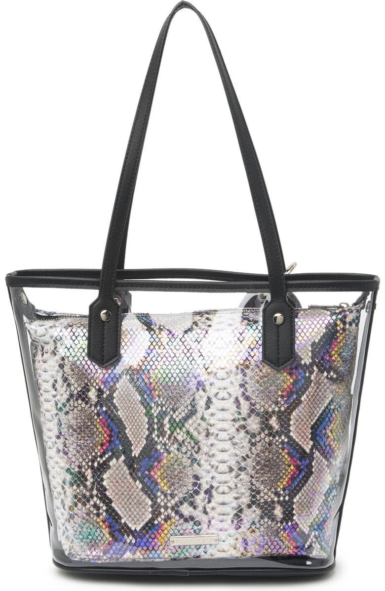Madden Girl Snake Embossed Pouch & Transparent Tote Bag, Alternate, color,
